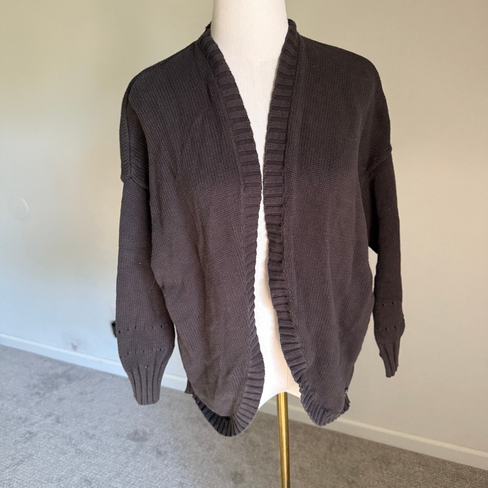 TENTREE Women's Charcoal Knit Open Front Cardigan‎ Sweater Small Cozy Minimal